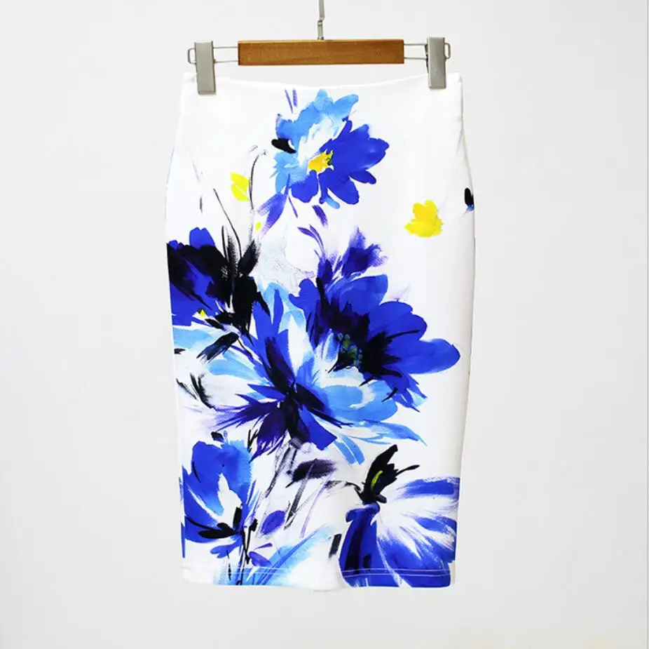 

U-SWEAR Summer women Elegant skirt 2021 Pencil Skirt Women High Waist Skirts Vintage Bodycon Floral Print Midi Skirt