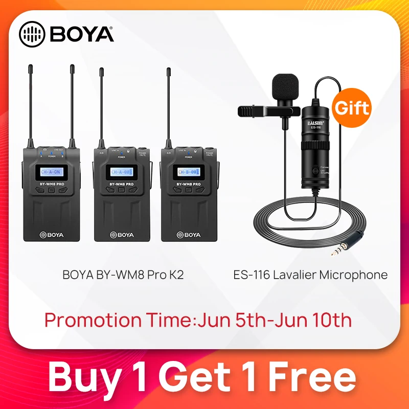 BOYA WM4 Pro II BY-WM6/BY-WM5/BY-WM8 UHF Беспроводная микрофонная система всенаправленный петличный микрофон для ENG EFP DV DSLR