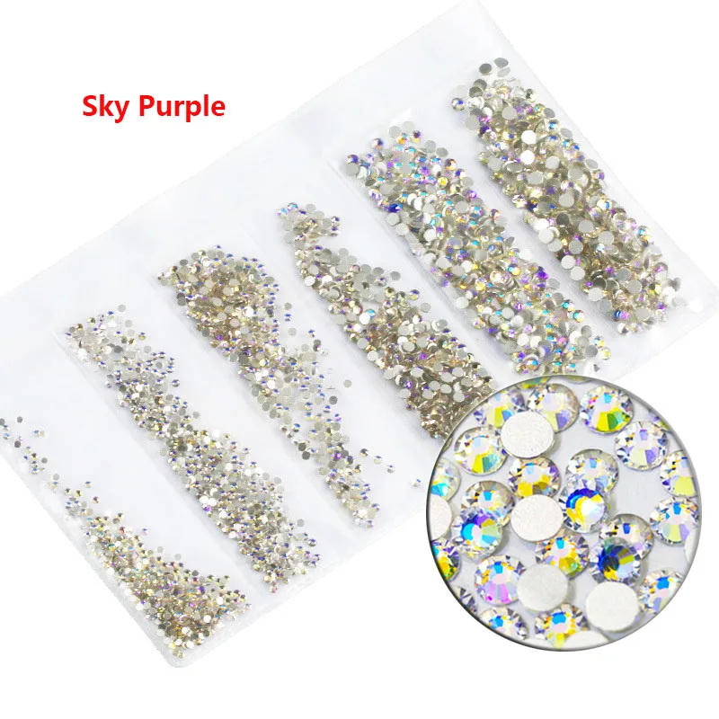 sky purple Ss4-ss12 3D украшения для дизайна ногтей блестящие стразы для ногтей стеклянные кристаллы аксессуары Стразы для дизайна ногтей разноцветные стразы - Цвет: sky purple