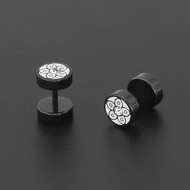 2019 г. штанга в стиле панк с круглым тортом и цирконом серьги из нержавеющей стали