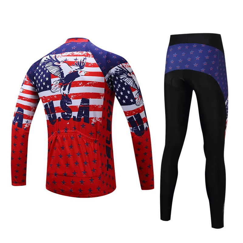 2017 Весна Орел США стиль длинные велосипедные костюмы набор Майо Ropa Ciclismo Invierno MTB