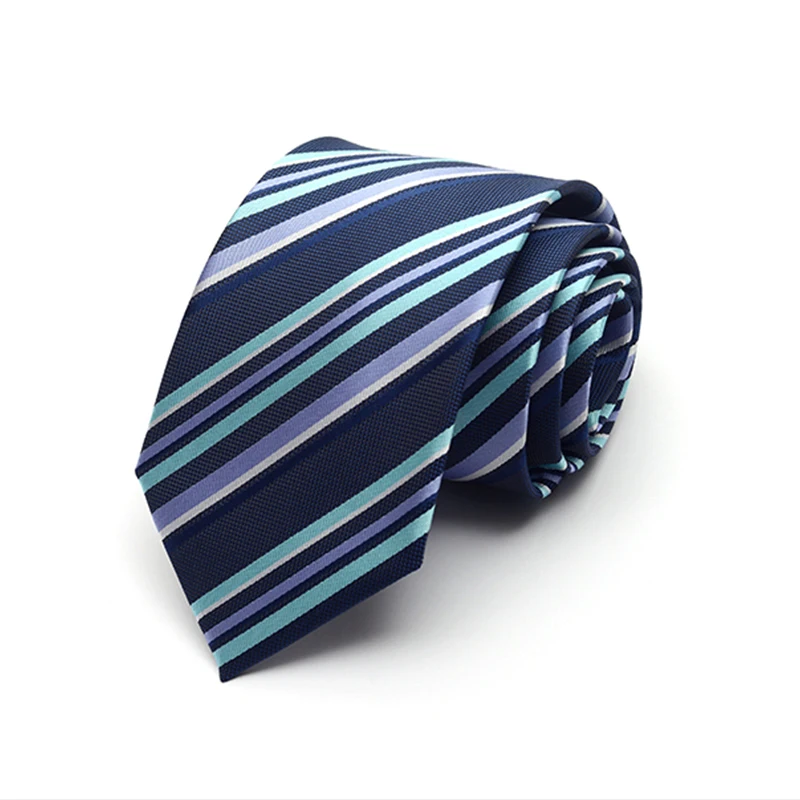 

New Fashion High Quality 2019 Solid Color Striped 8cm Ties For Men Wedding Business Party Groom Neckties Cravates with Gift Box
