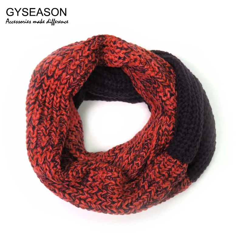 

Трикотажный зимний шарф кольцо для женщин LIC снуд воротник бесконечный шарф акриловый винно-красный розовый лоскутный мягкий теплый женски...