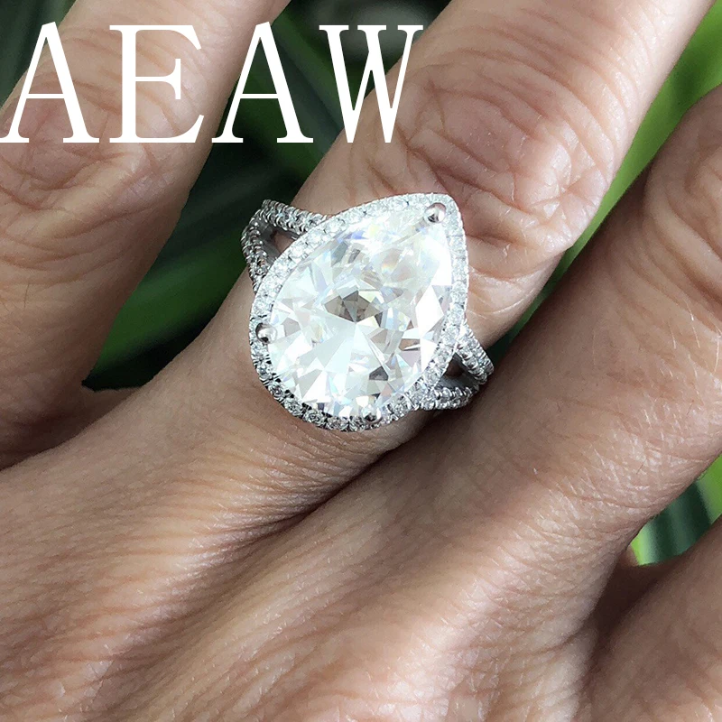 Кольцо для помолвки в форме груши 5 5ct кольцо суперnova Moissanite женщин Твердое 14K белое