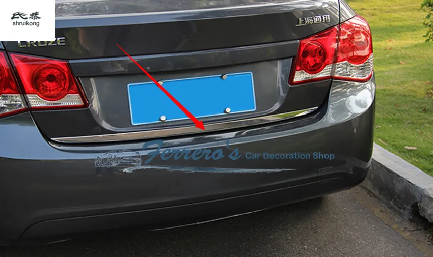 

Free shipping 1pc rear trunk door stainless steel decorations car stickers FOR 2010 2012 2013 Chevrolet Chevy Cruze Sedan