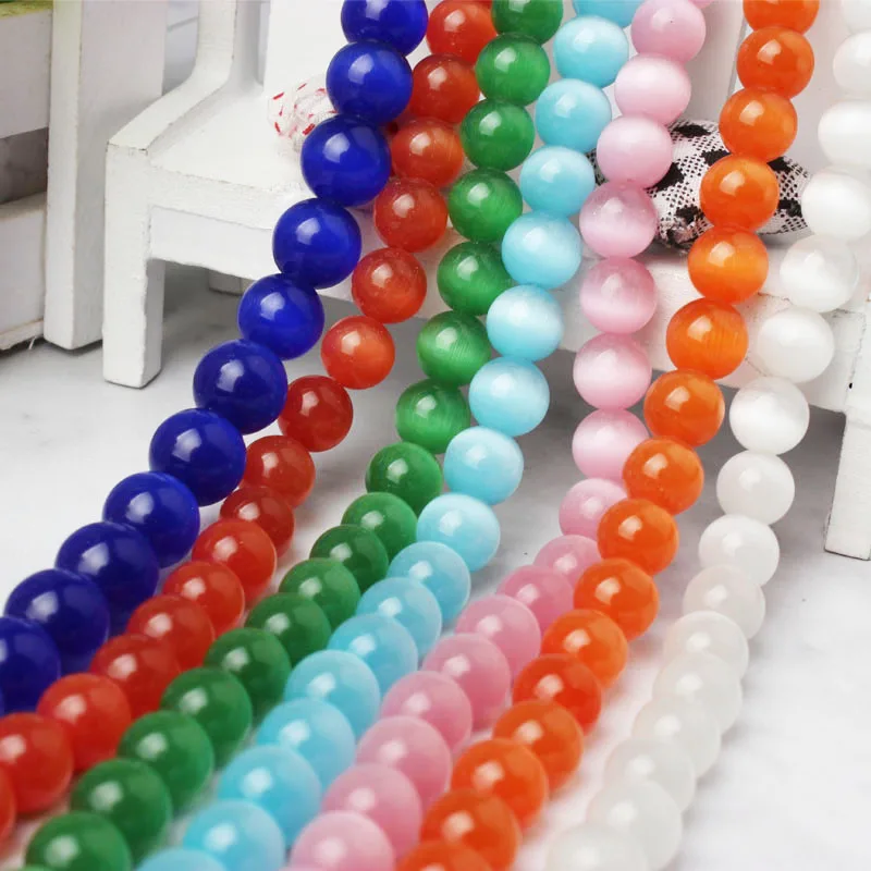 

Lingxiang Fashion Natunal Jewelry Cat Eye Stone 4/6/8/10/mm Round Loose Beads for DIY Bracelet Necklace Earrings Accessories