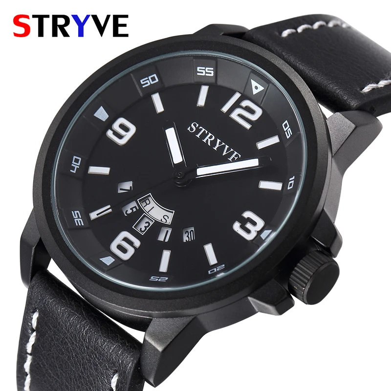 Stryve брендовые новые мужские Бизнес наручные часы Дата Неделя 30 м