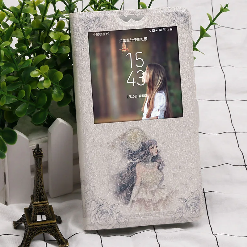 Painting girl Чехол-книжка с окошком на лицевой панели, чехол для HOMTOM «камень, ножницы, бумага» 7 16 17 26-27 50 живопись fundas мультфильм Защитная Подставка Крышка для HT7 HT16 HT17 HT26 - Цвет: Painting girl