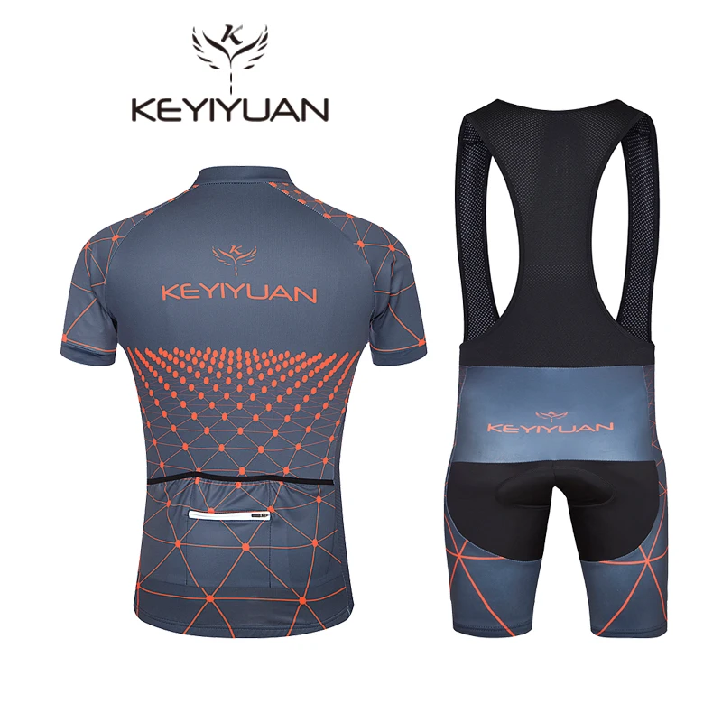 KEYIYUAN для мужчин MTB летняя спортивная одежда Велоспорт короткий рукав Джерси дышащий мягкий(нагрудник) шорты белый