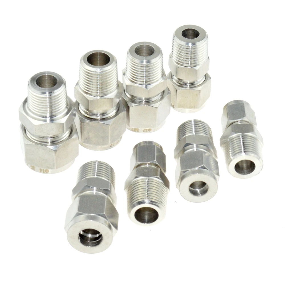 3/8 "PT NPT наружная резьба x 6 мм 8 OD трубка с двойным наконечником компрессионный