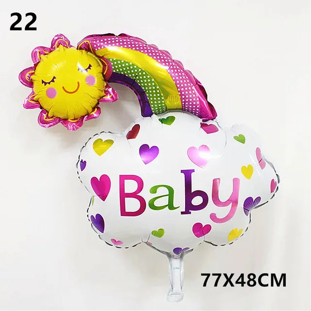 22-Rainbow girl Детские украшения для душа фольга Воздушные шары его мальчик девочки для празднования первого дня рождения украшения Дети партии Свадебные украшения - Цвет: 22-Rainbow girl