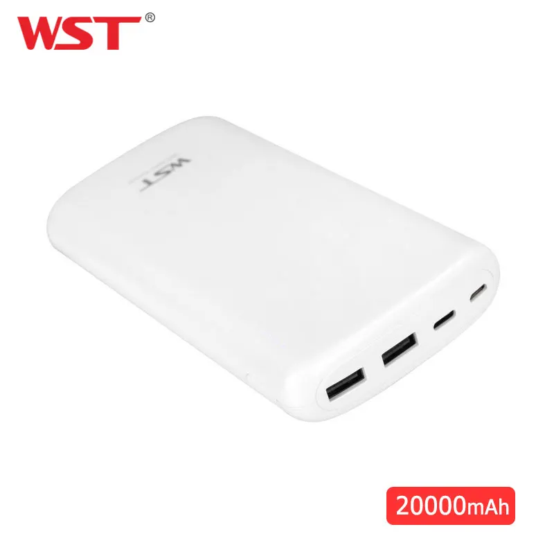 Оригинальный внешний аккумулятор WST емкостью 20000 мАч с двумя USB портами большой