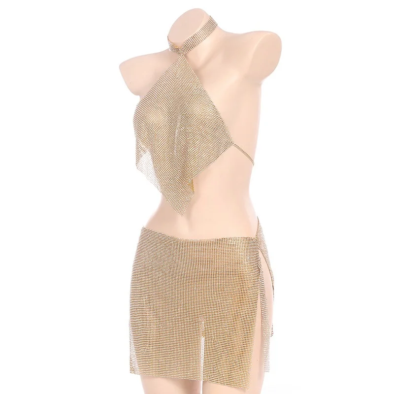 Multiple Colors Sequins/Rhinestone Chain Dress Metal Mesh Bra Choker Chainmail Charm Female Party Club Body Jewelry | Украшения и