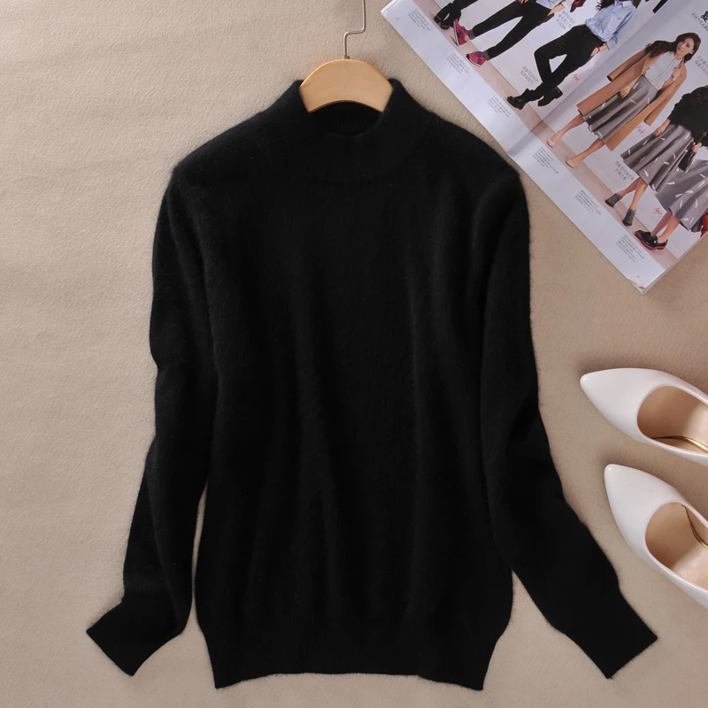 2017 autumn and winter new women semi-high-neck cashmere sweater short paragraph sets of self-cultivation solid color wi | Женская