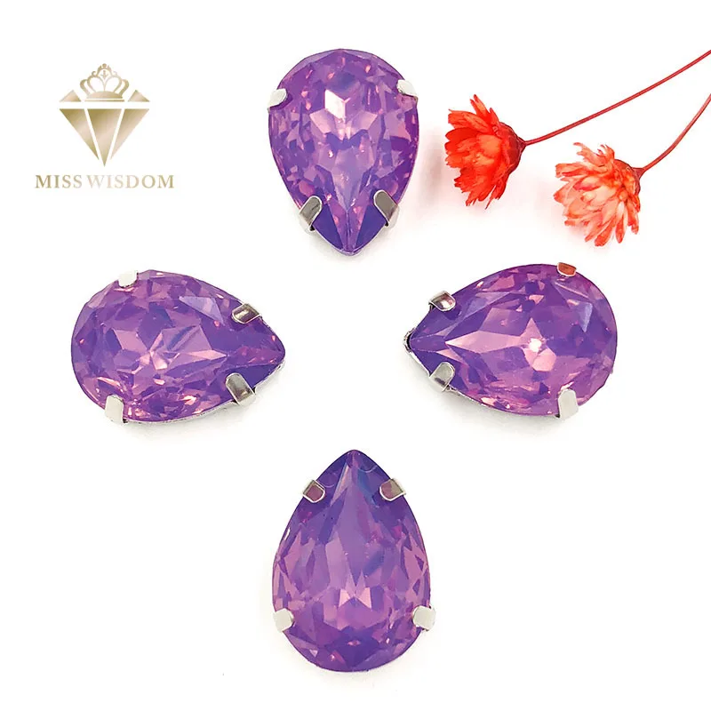 

NEW Matt Crystal violet opal teardrop sew on rhinestones with claw flatback Resin loose rhinestones DIY garment Accessories