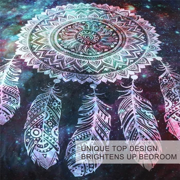 BlessLiving Dreamcatcher Bedding Set Galaxy Quilt Cover Bohemian Mandala Bedclothes 3-Piece Green Red Nebula Soft Home Textiles 2