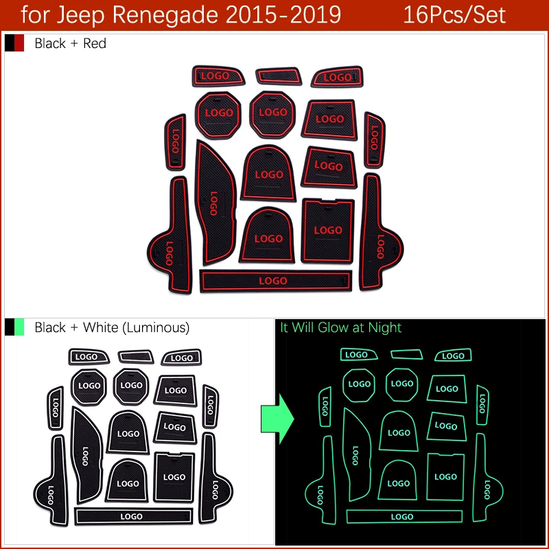 Противоскользящий резиновый коврик для Jeep Renegade 2015 ~ 2019 BU подушка чашки дверные