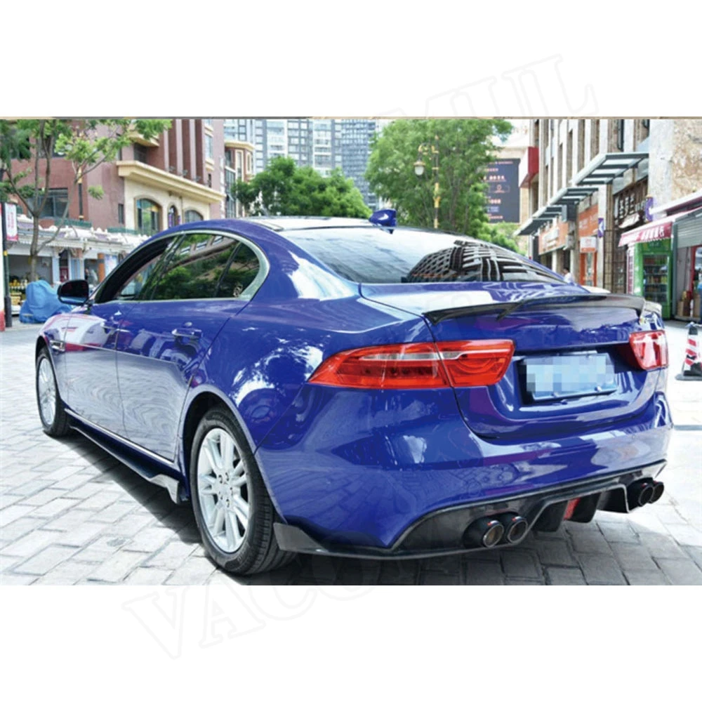 Углеродного волокна задний спойлер диффузор подходит для Jaguar XE с светодиодный свет задний бампер