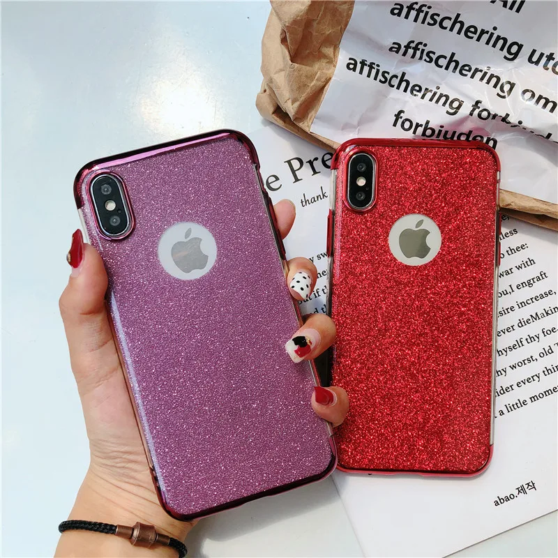 Рамка с блестками ТПУ Мягкие телефонные чехлы для iphone X 6 6s 7 8 Plus Huawei P20 Pro P10 P9 P8 Mate 10