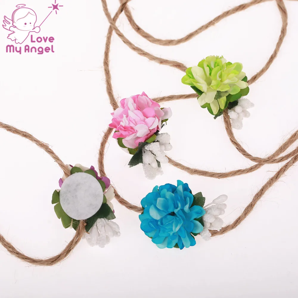 girl organic tieback paper flower headband photography props girls first birthday crown shower 480pcs/lot | Детская одежда и обувь