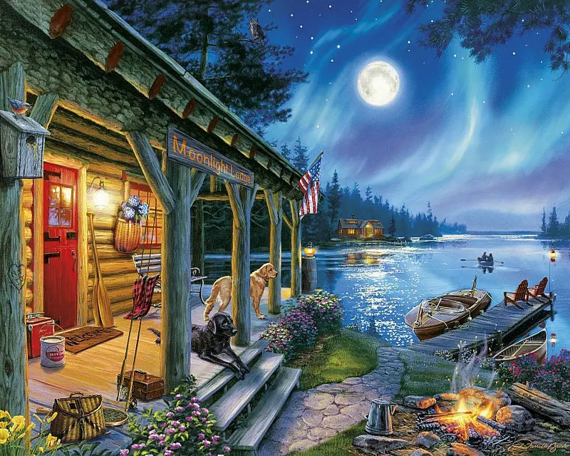 5D поделки алмазов картина Moon Lake собака diamond вышивка крестиком со стразами | Дом и
