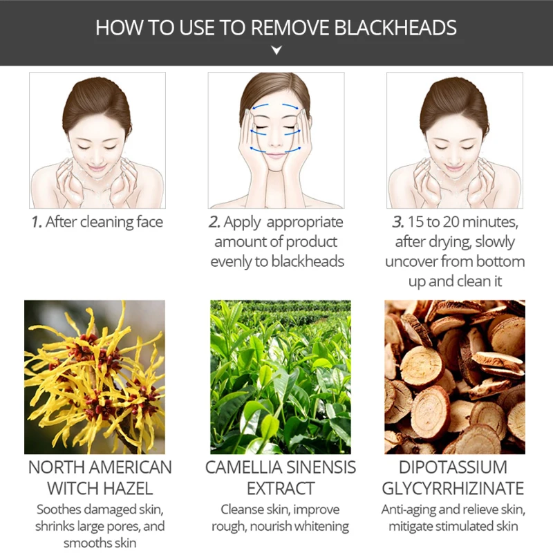 Яркие Гламурные белый маска blackhead Remover Нос Маска для очищения пор пилинг акне Уход глубокое очищение уход за кожей TSLM1