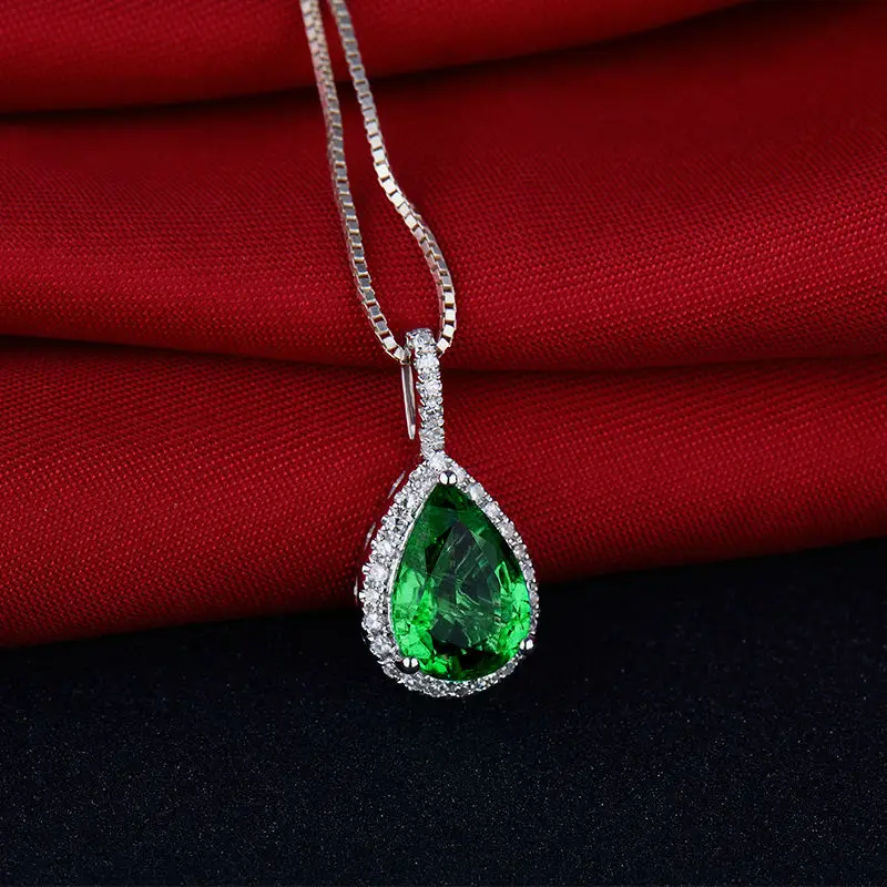 Женское колье с подвеской в виде жемчуга из белого золота 18 карат|emerald diamond