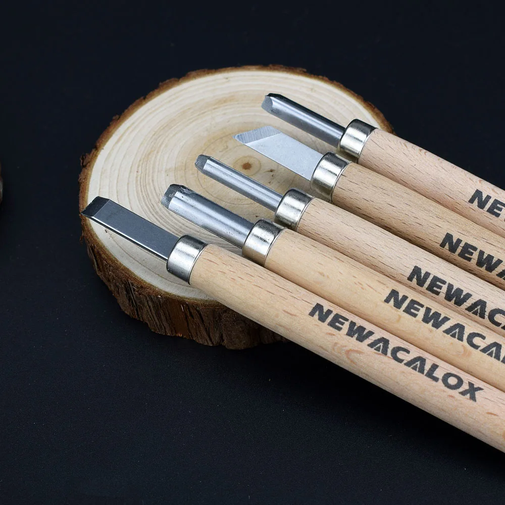 NEWACALOX 5 шт. резак по дереву ручной инструмент для резьбы долото дерева нож