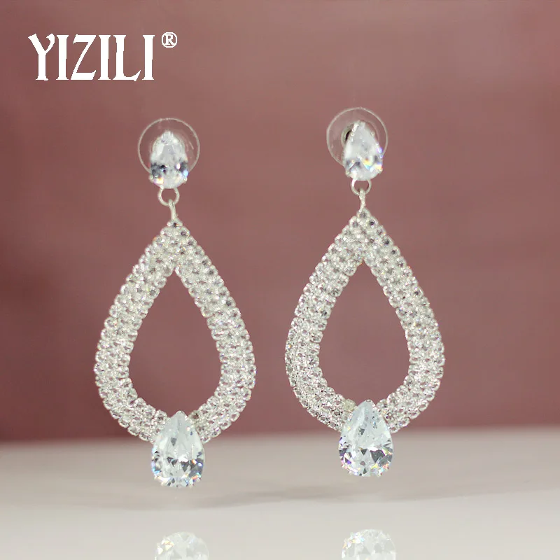 

YIZILI New Super shiny Water droplets Drop Earrings for Women Exquisite Cubic zircon Korean Wedding Party Exquisite Jewelry E057