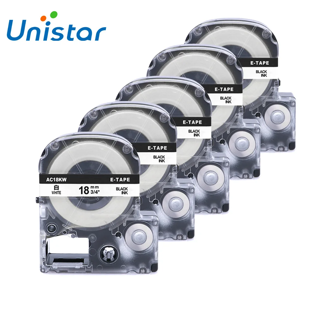 

5PCS/Lot Compatible Epon SS18KW Balck on White Label Tape 18mm tape cartridge for Epson LW-300 LW-400 LC-5WBN Label Maker