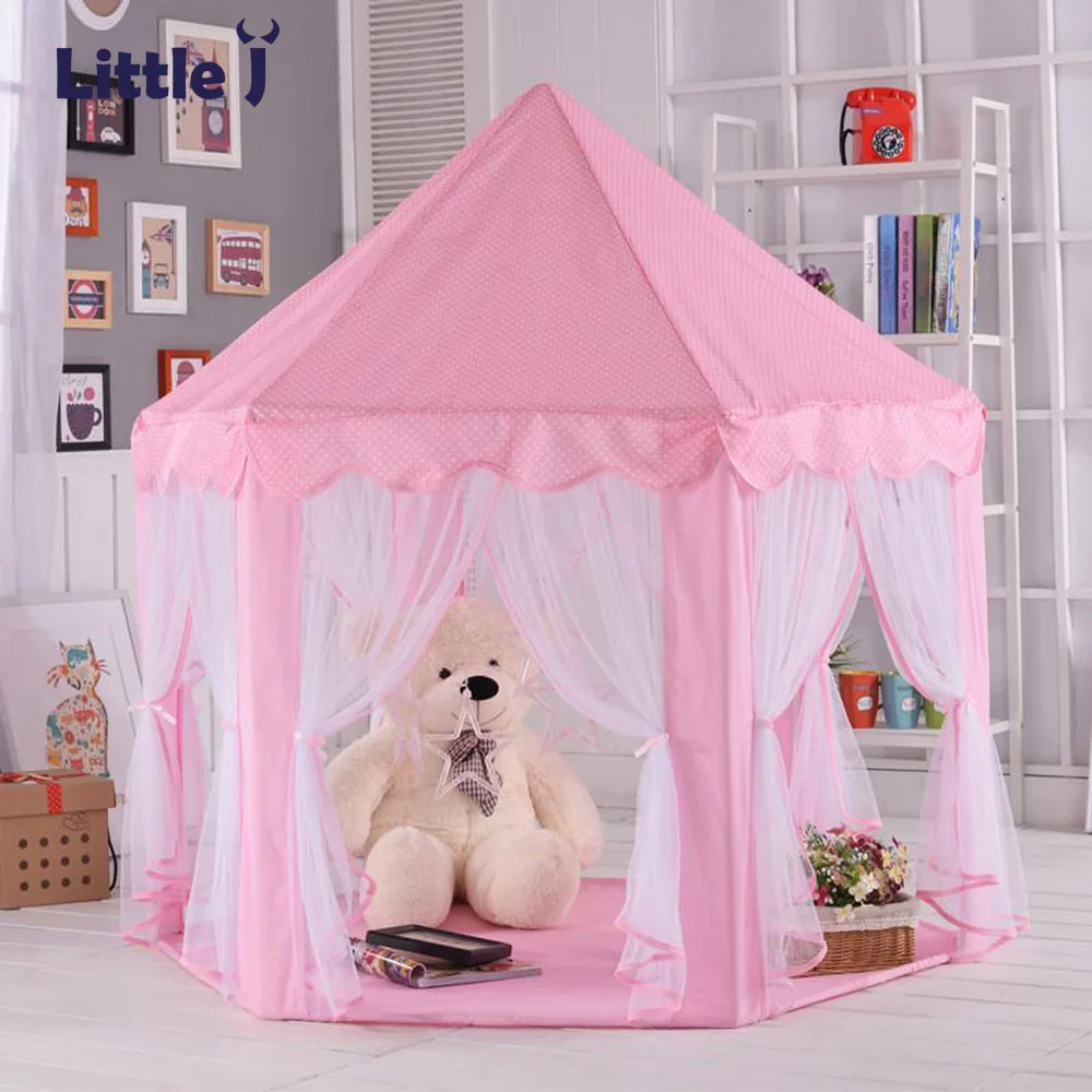 Little J портативные детские игрушки игровые палатки для девочек принцесса розовый