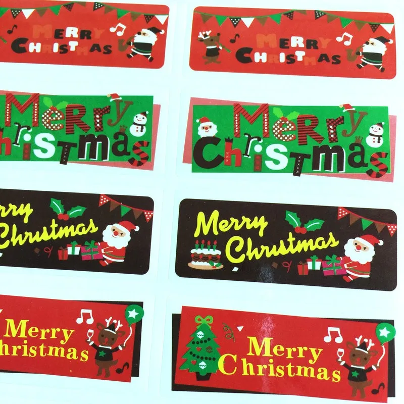 10 шт./лот. Прямоугольные рождественские бумажные наклейки этикетка для запекания