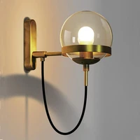 nordic modern wall lamp led modern retro american style with glass sphere vanity light bedroom light sconce light fixture