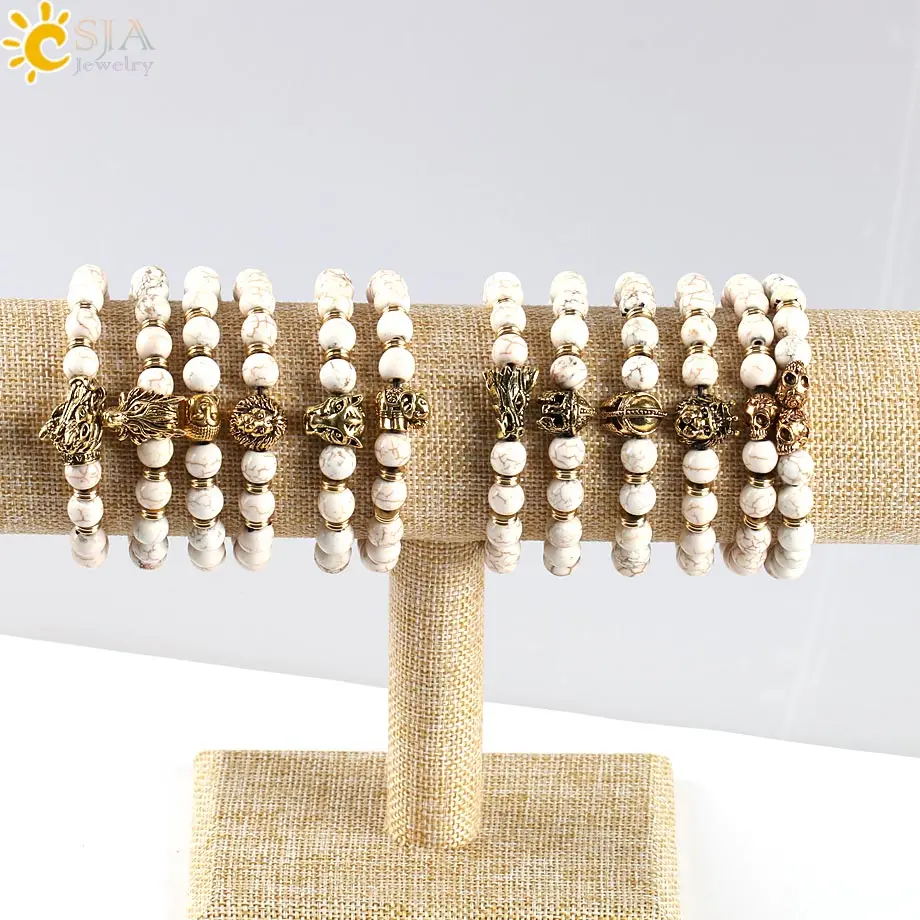 Женский браслет-амулет CSJA в европейском стиле с искусственным камнем античном