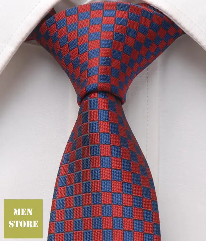

Dark Red Blue Checkers Men Jacquard Woven Skinny Slim Narrow 2.5" Necktie 6.5 cm Neckwear Wedding Party Tie LT258
