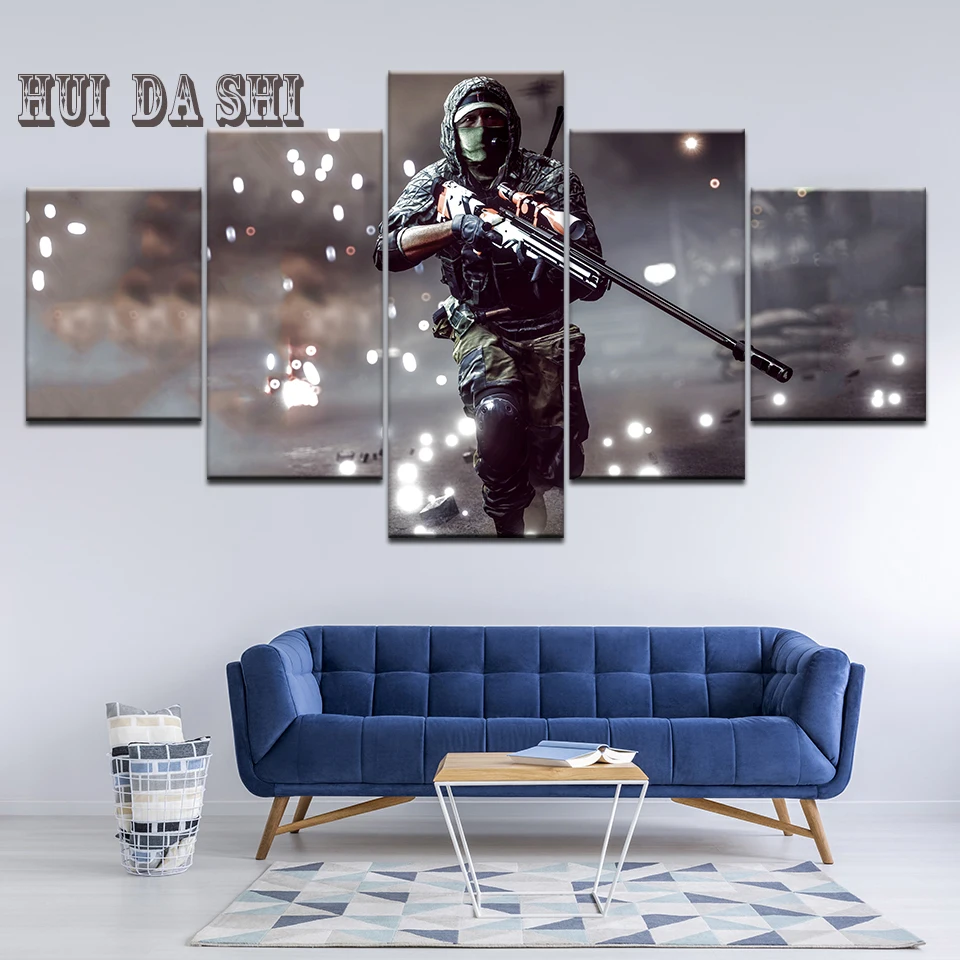 5 шт. холсте холст картина боя снайпера HD печатных Wall Art домашний декор плакат для