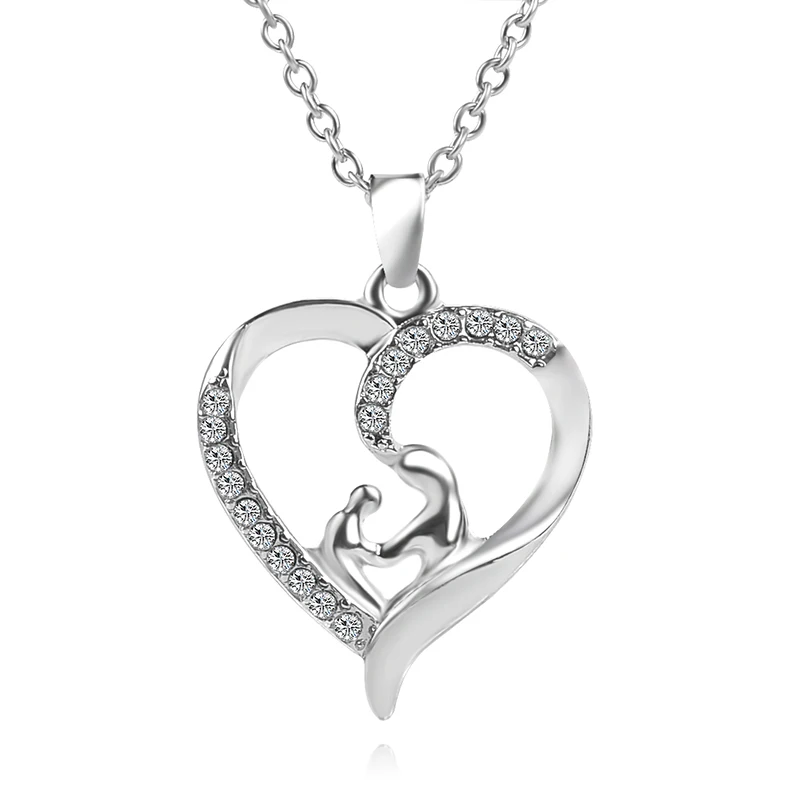 2016 Новое Прибытие Сердце Ожерелье Высокого Качества Посеребренные Кристалл Мать