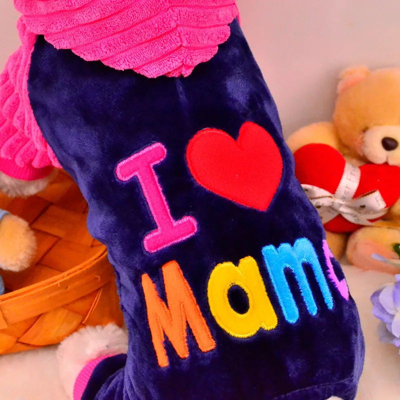 Модная зимняя одежда для собак I love papa и mama маленьких щенков французских