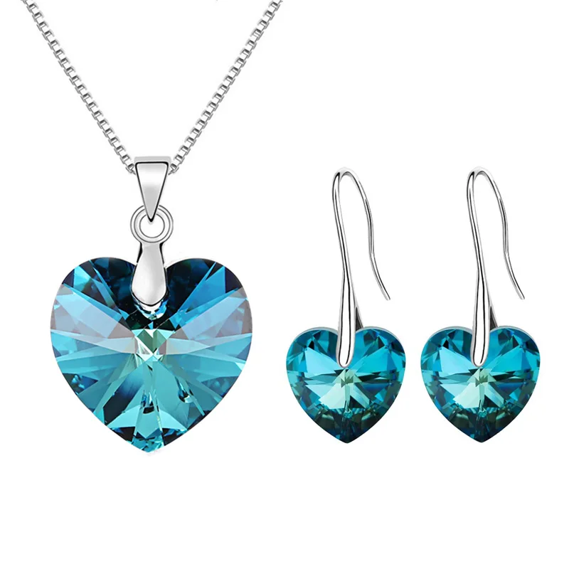 BAFFIN оригинальные кристаллы от Swarovski сердце кулон ожерелья висячие серьги Ювелирные наборы для женщин влюбленных подарок Прямая - Окраска металла: Crystal BBL