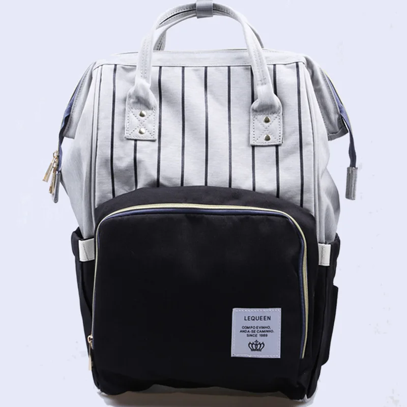 LMPB47-black(2g) LEQUEEN Мумия подгузник для беременных сумка в полоску большой емкости сумка для кормления рюкзак уход за ребенком рюкзак для подгузников для мамы LMPB47 - Цвет: LMPB47-black(2g)