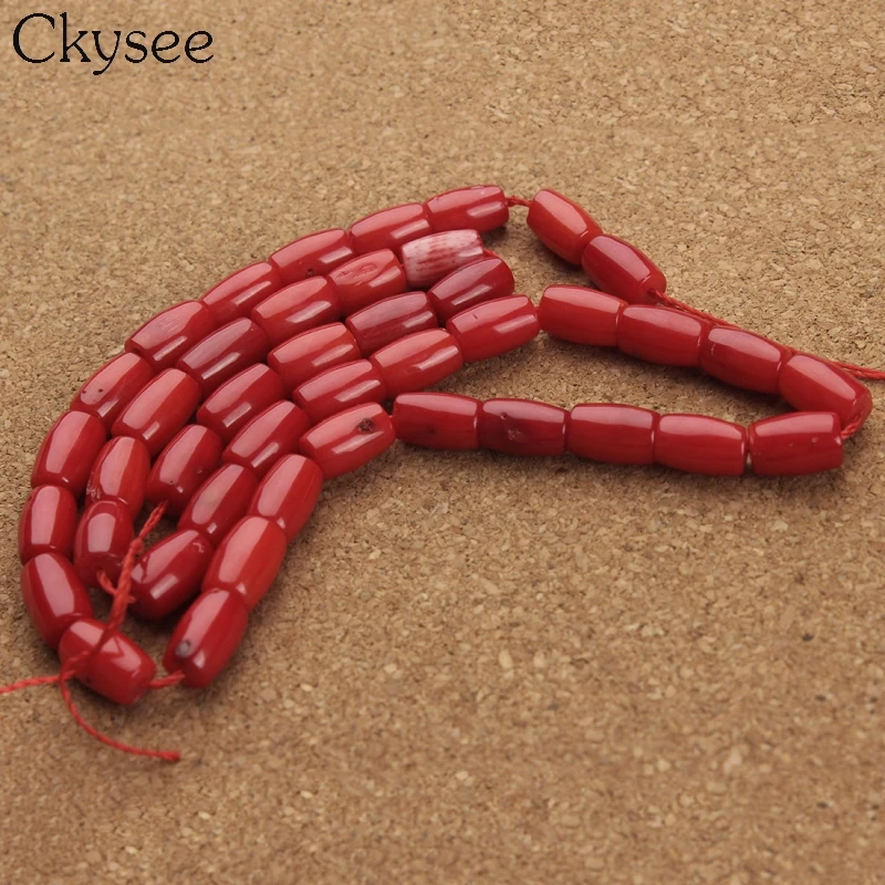 Ckysee 1strand/lot красный Колонка коралловый трубки цилиндра бусы полудрагоценный