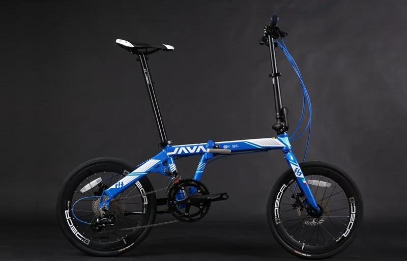 blue JAVA FIT-18-D алюминиевый складной велосипед для взрослых 20 дюймов 406 колеса 18 скоростей механический дисковый тормоз складной Uniex городской велосипед - Цвет: blue