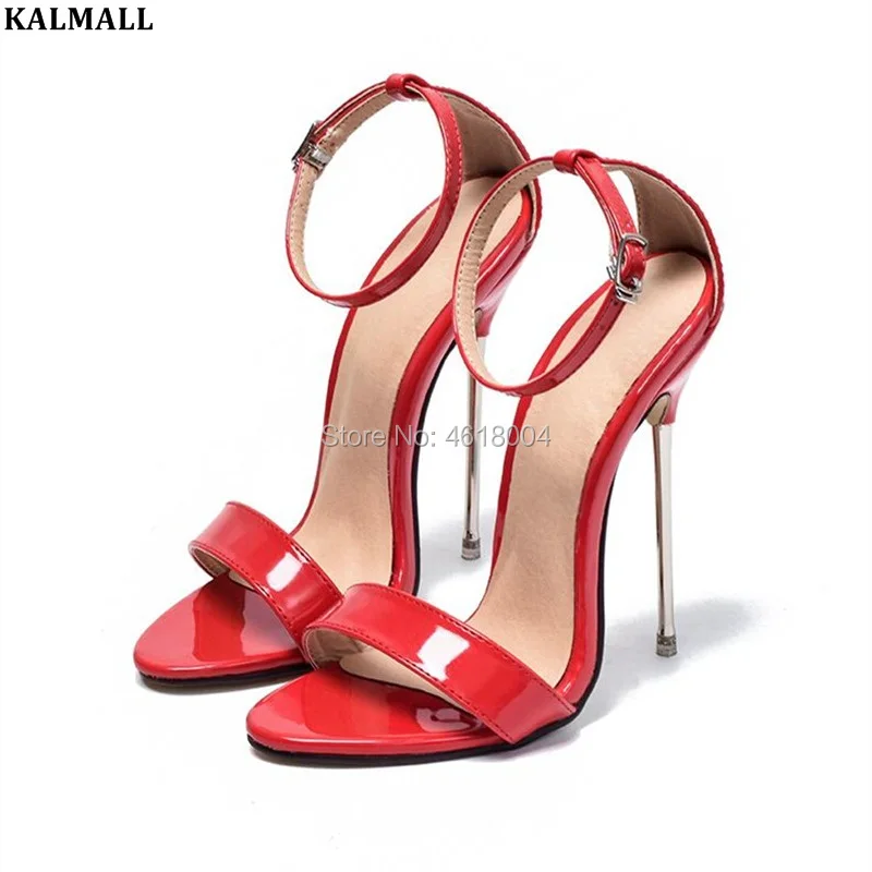 KALMALL сексуальные женские красные белые черные Фетиш сандалии металлические