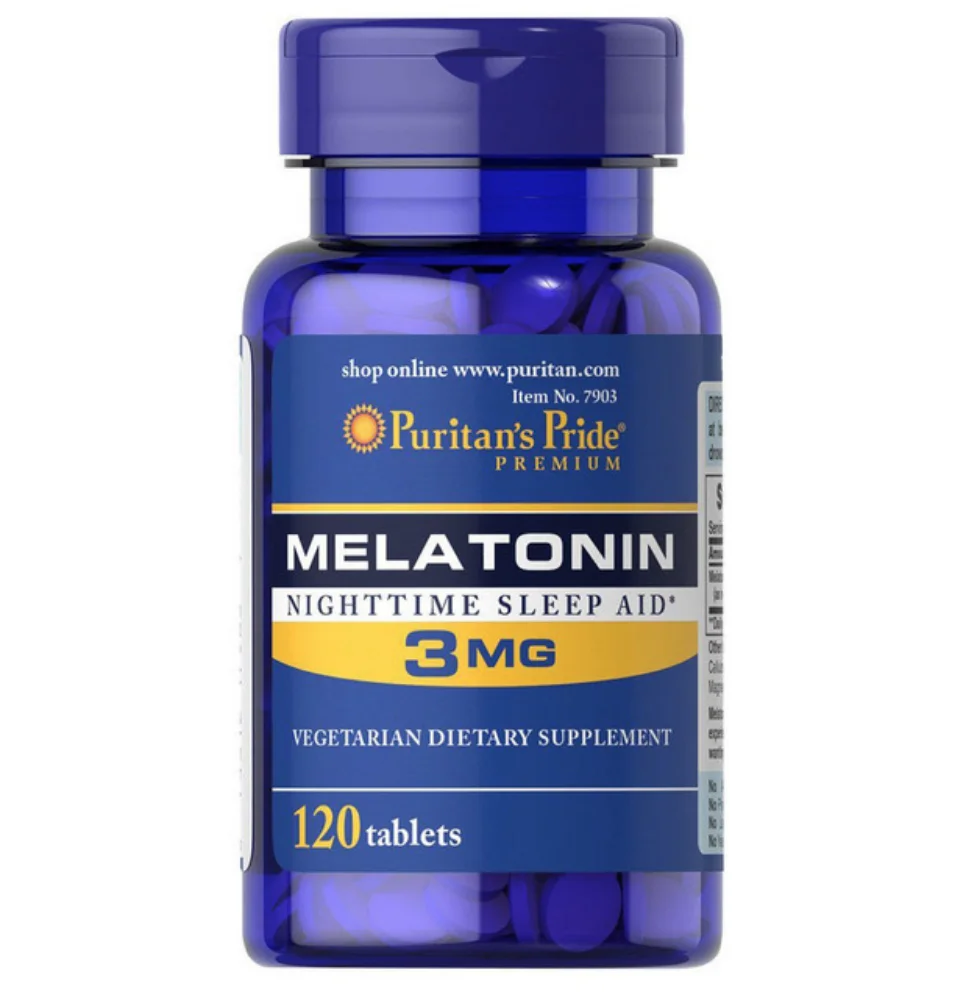 Пуританская гордость супер прочность быстросъемный капсулы Melatonin 3 мг * 120 шт.