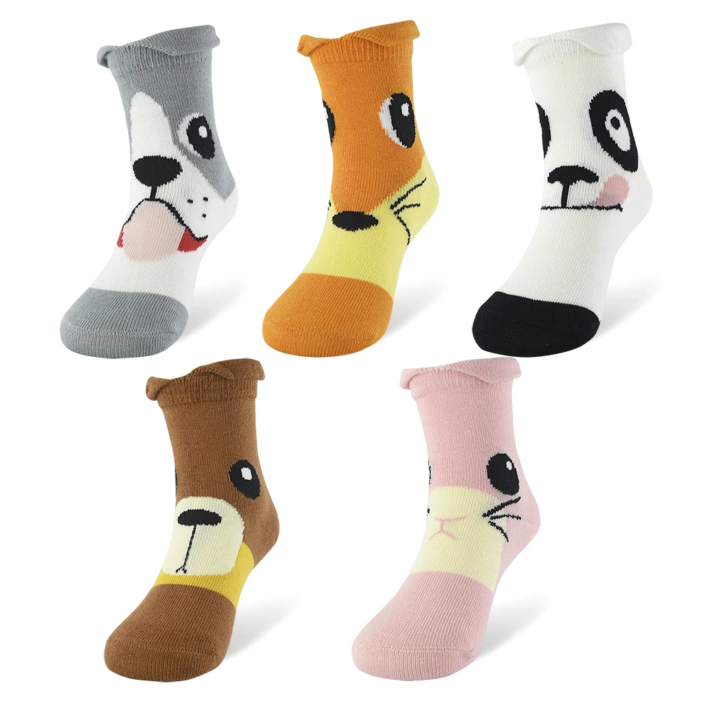 ZukoCert-Calcetines de algod&oacute;n suave para ni&ntilde;os y ni&ntilde;as, medias transpirables con patr&oacute;n de dibujos animados, ropa de 1 a 10 a&ntilde;os, 5 pares-2