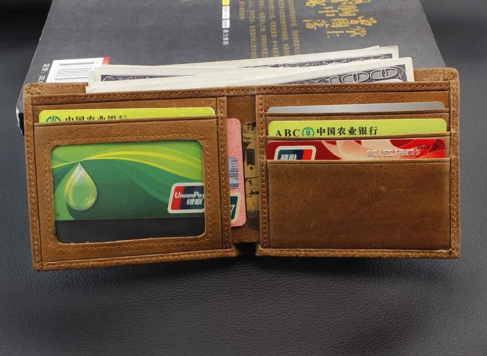 Винтажный стиль скорпион из натуральной кожи Двойные Бумажник для денег и карт