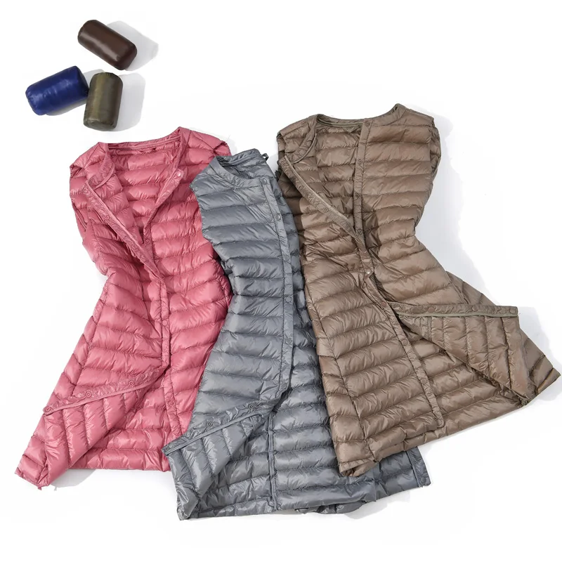 Новинка осенне зимний длинный пуховой жилет без рукавов Женский
