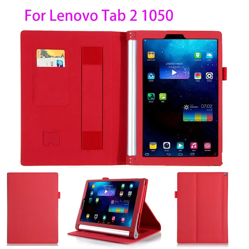 Luxury Leather Flip Case For Lenovo yoga tablet 2 1050 1050F 1051F 1050L 10.1 inch Case Cover Protective With hand Holder Shell