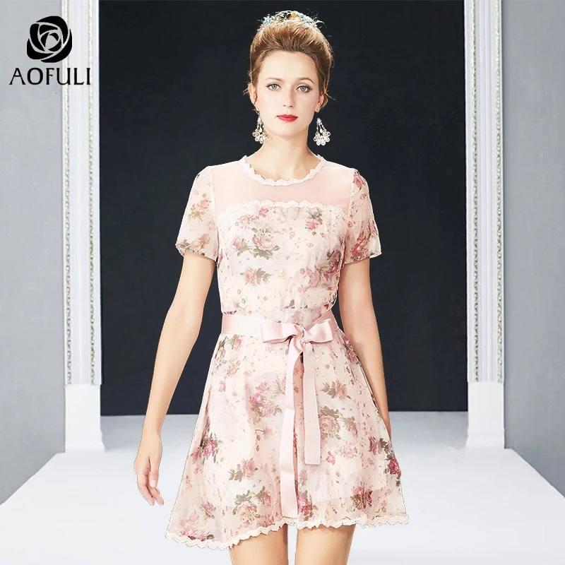 Женское Прозрачное платье из шифона с цветочным принтом летнее Брендовое