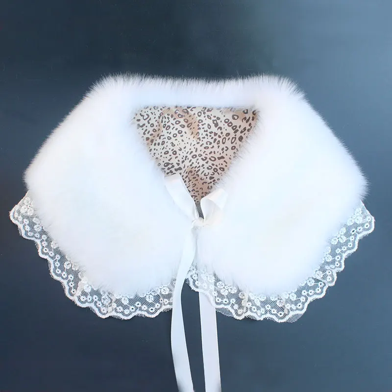 

2018 Imitation Rabbit Fur Collar Lady Fake Wool False Collar Female Shawl Lace Bowknot Color Women Detachable Collars